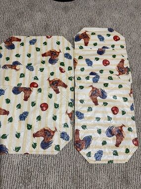 EBUC 6 (SIX) REVERSIBLE ROOSTER theme vinyl placemats